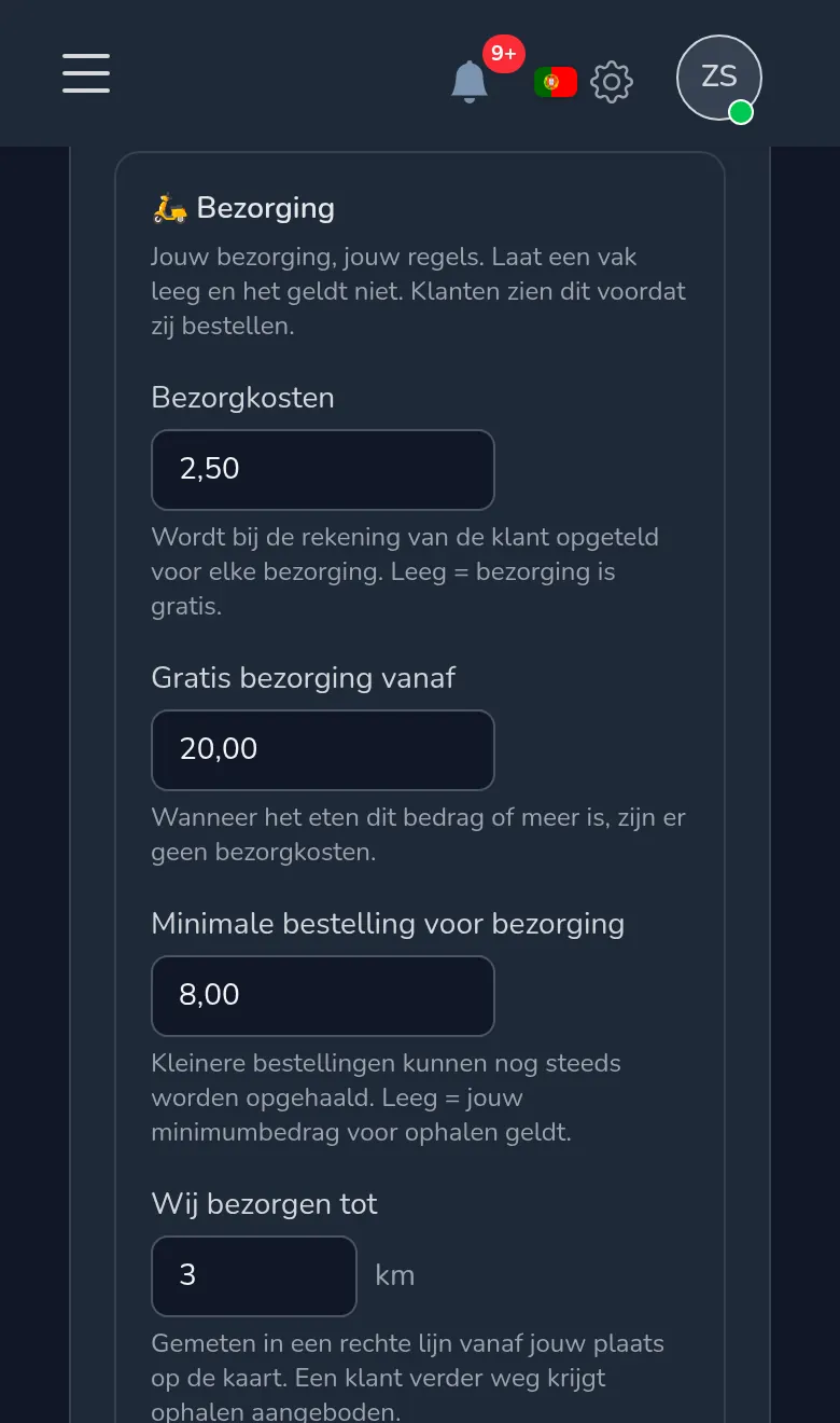 Bezorgingsregels in Mekavo: het bezorgingstarief, gratis bezorging vanaf, minimale bestelling en bezorgafstand