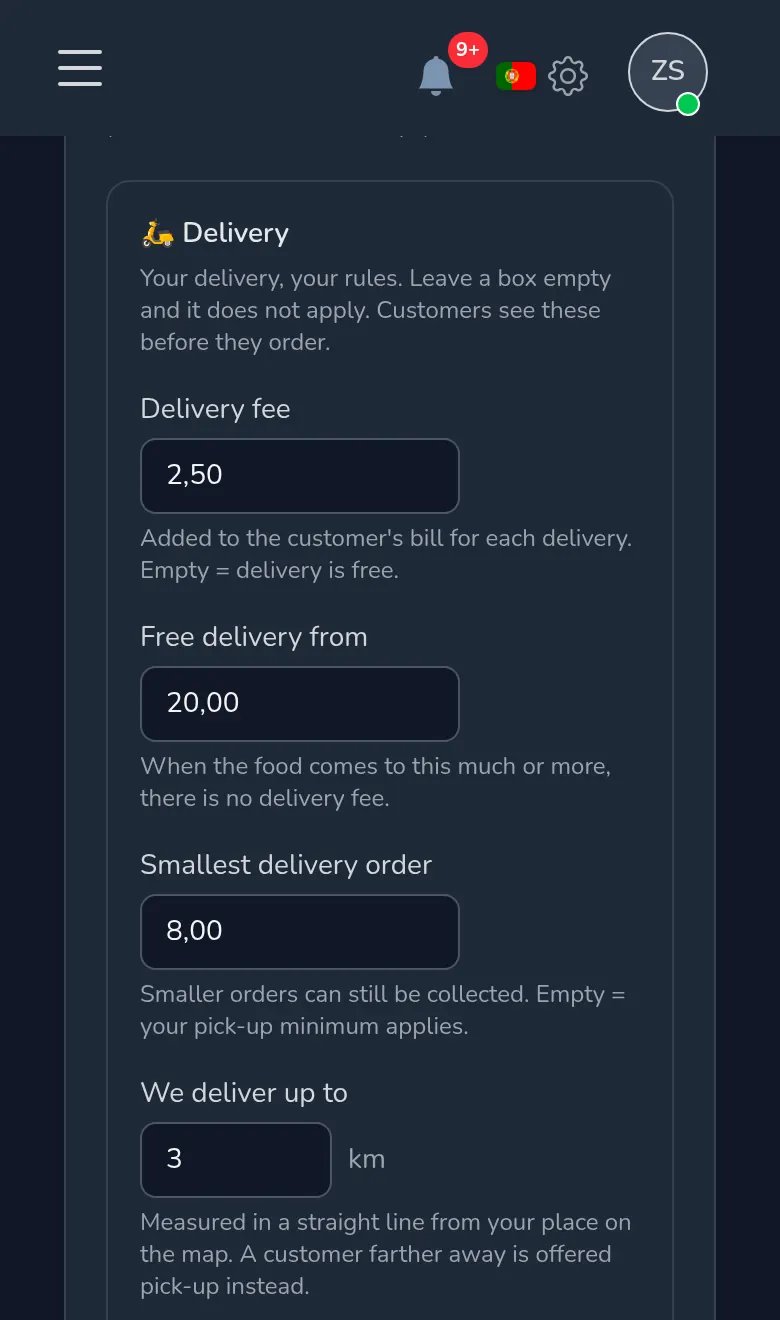 Delivery rules in Mekavo: the delivery fee, free delivery from, the smallest order and how far you deliver